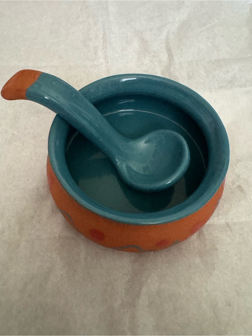 Vintage Himark Portugal Terracotta Salsa Bowl with Ladle